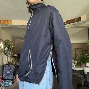 Vintage Old Navy Men's Dark Blue Insulated Windbreaker